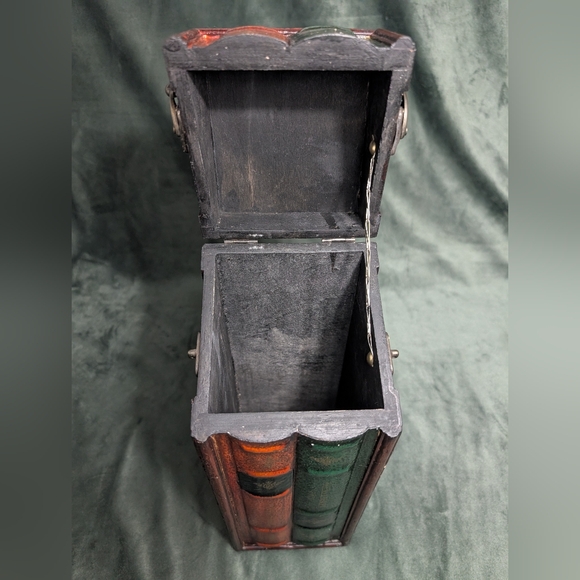 Vintage Wood Faux Book Wine Bottle Liquor Box Holder Cabinet Holds 1 Bottle - Picture 9 of 16